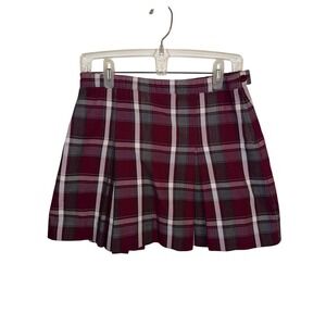 Vtg Becky Thatcher Plaid Pleated Skirt Womens 7.5 Burgundy Dark Academia Preppy